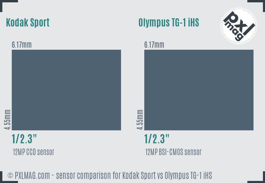 Kodak Sport vs Olympus TG-1 iHS sensor size comparison