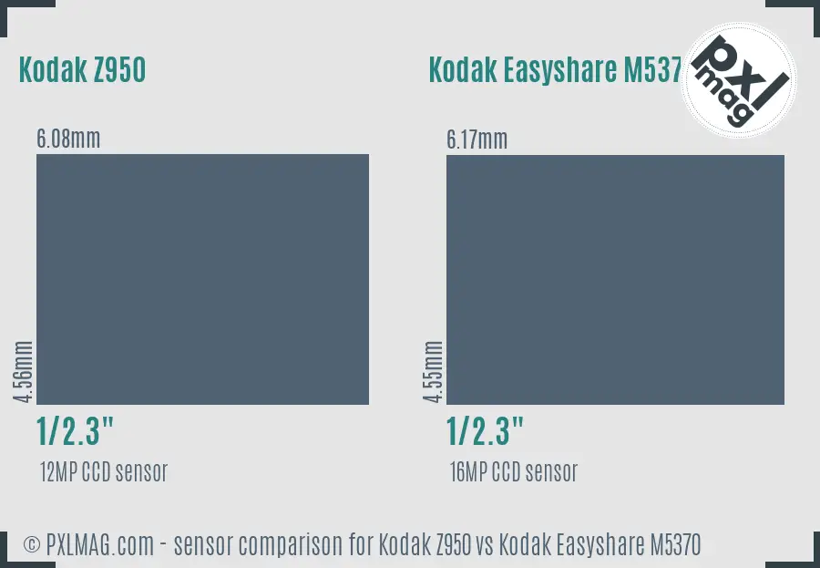 Kodak Z950 vs Kodak Easyshare M5370 sensor size comparison