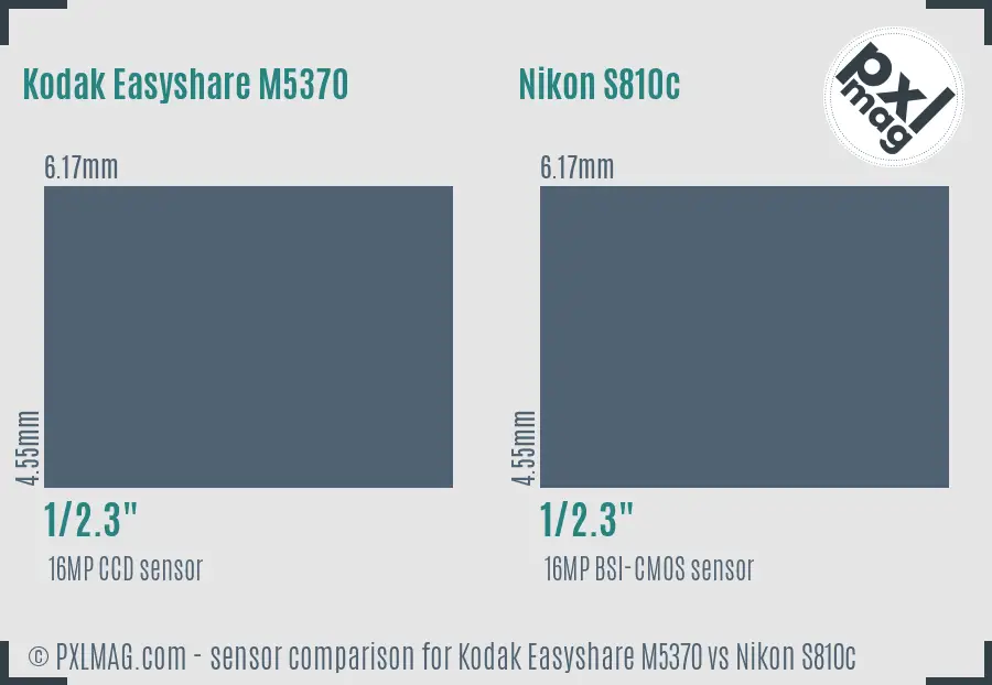 Kodak Easyshare M5370 vs Nikon S810c sensor size comparison