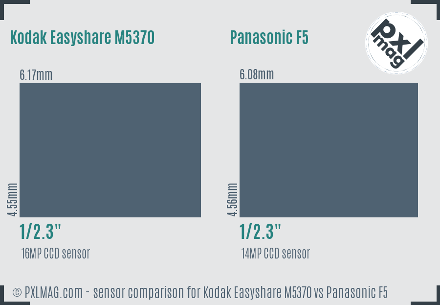 Kodak Easyshare M5370 vs Panasonic F5 sensor size comparison