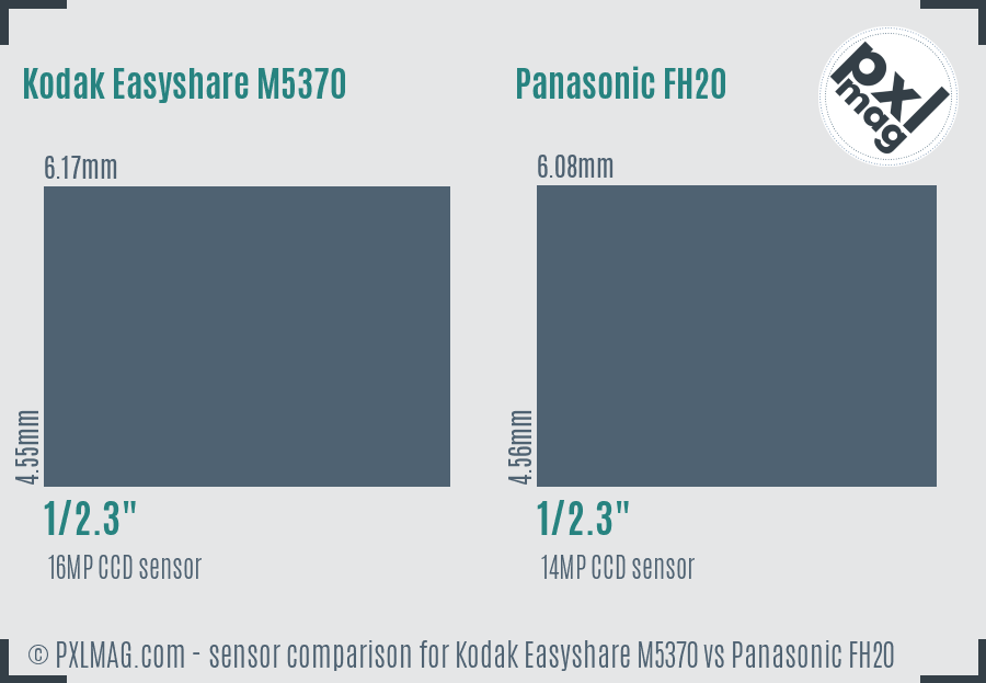 Kodak Easyshare M5370 vs Panasonic FH20 sensor size comparison