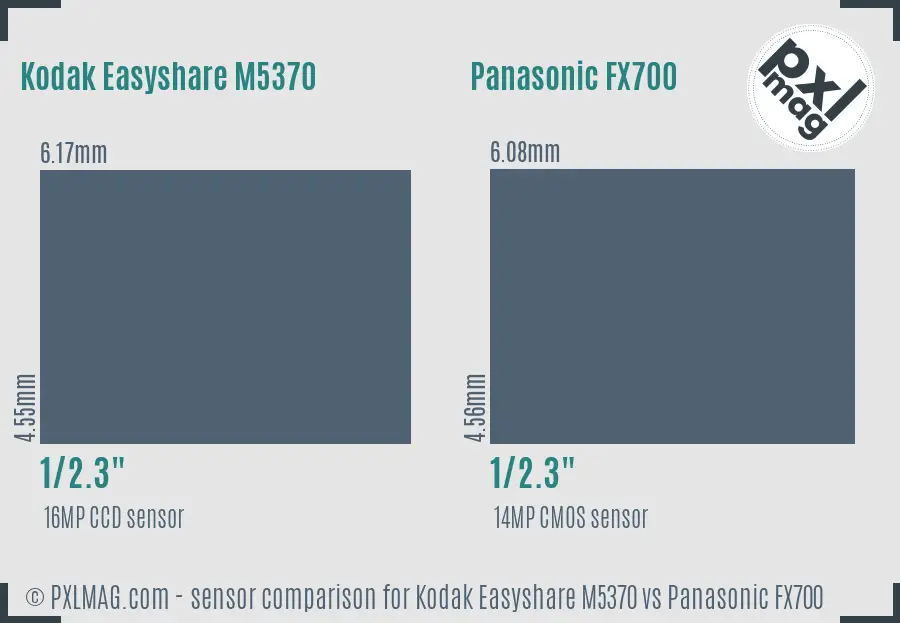 Kodak Easyshare M5370 vs Panasonic FX700 sensor size comparison