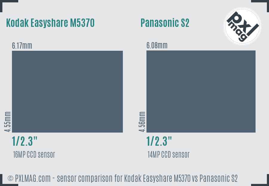 Kodak Easyshare M5370 vs Panasonic S2 sensor size comparison