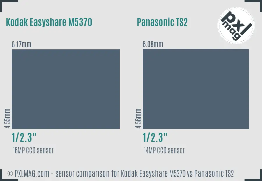 Kodak Easyshare M5370 vs Panasonic TS2 sensor size comparison Kodak Easyshare M5370 vs Panasonic TS2 sensor size comparison