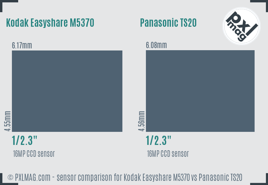 Kodak Easyshare M5370 vs Panasonic TS20 sensor size comparison Kodak Easyshare M5370 vs Panasonic TS20 sensor size comparison