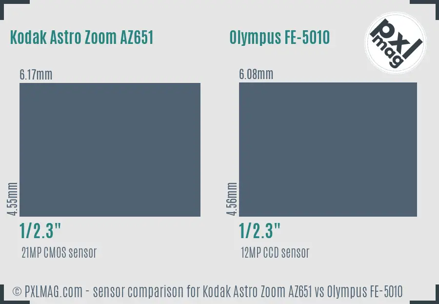 Kodak Astro Zoom AZ651 vs Olympus FE-5010 sensor size comparison