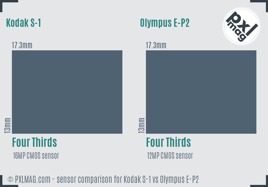 Kodak S-1 vs Olympus E-P2 sensor size comparison