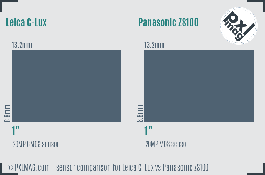 Leica C-Lux vs Panasonic ZS100 sensor size comparison