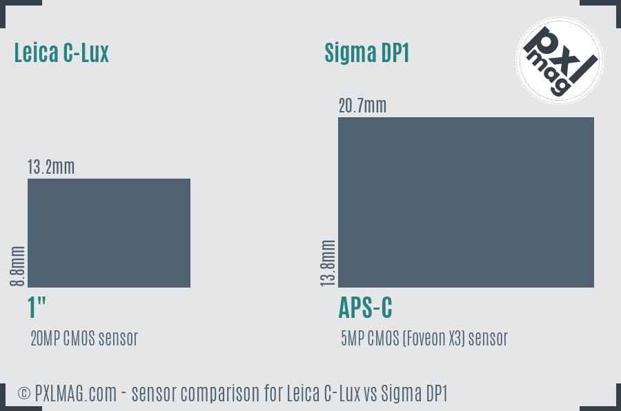 Leica C-Lux vs Sigma DP1 sensor size comparison