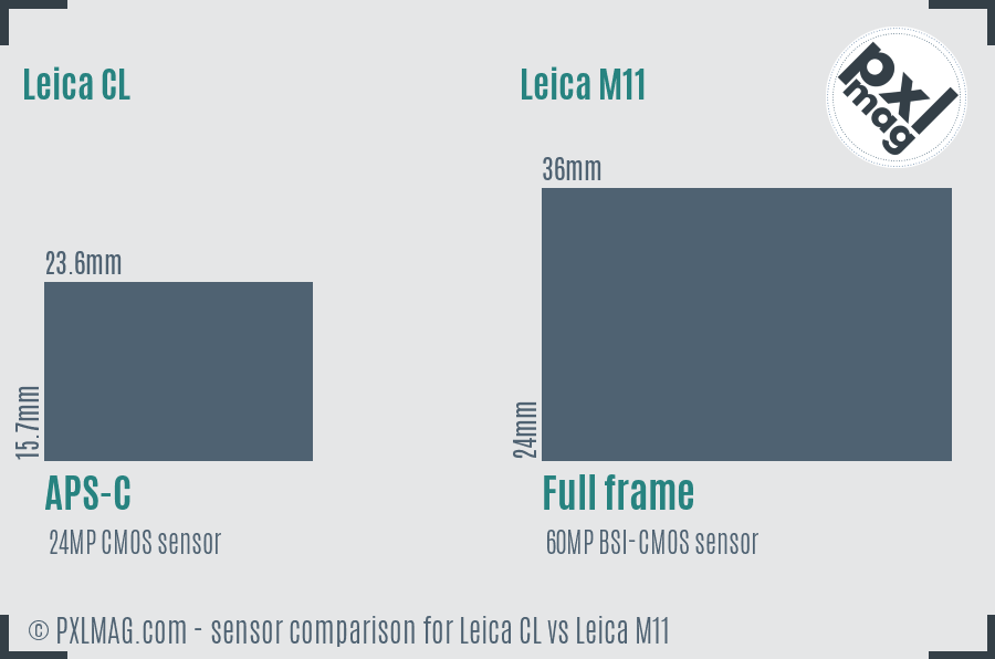 Leica CL vs Leica M11 sensor size comparison