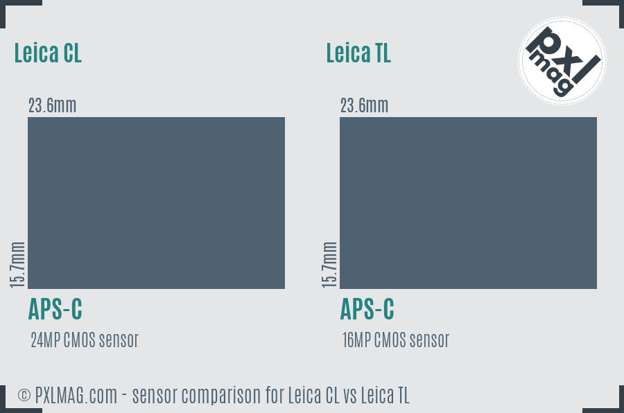 Leica CL vs Leica TL sensor size comparison