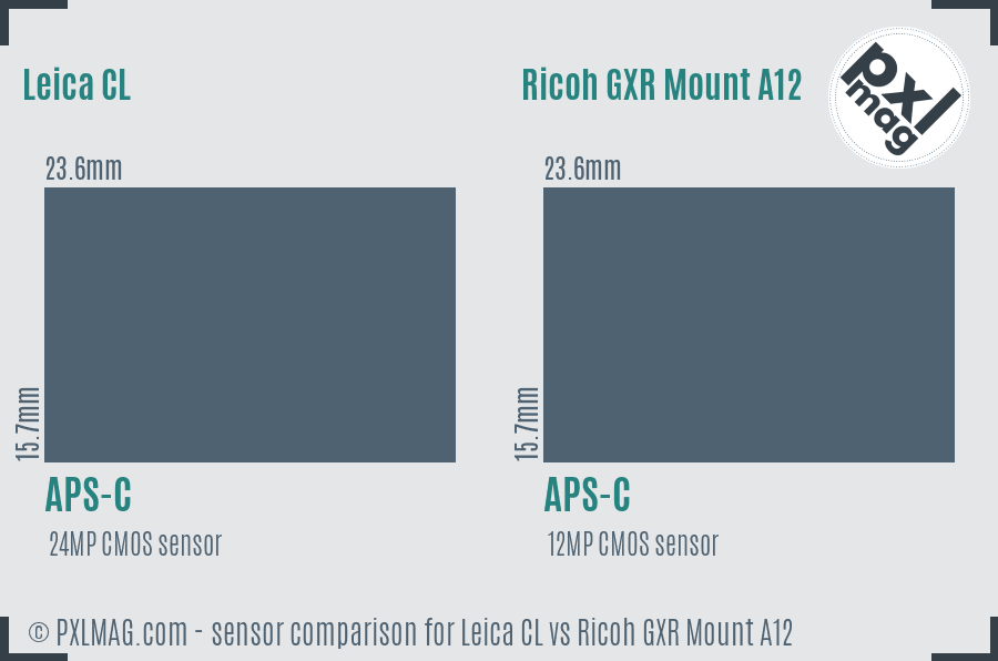 Leica CL vs Ricoh GXR Mount A12 sensor size comparison