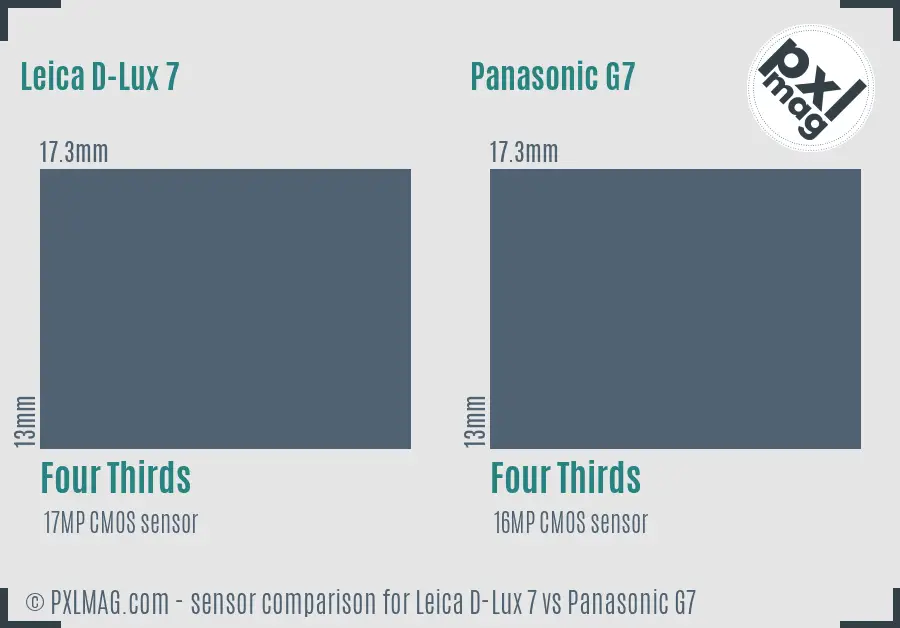 Leica D-Lux 7 vs Panasonic G7 sensor size comparison