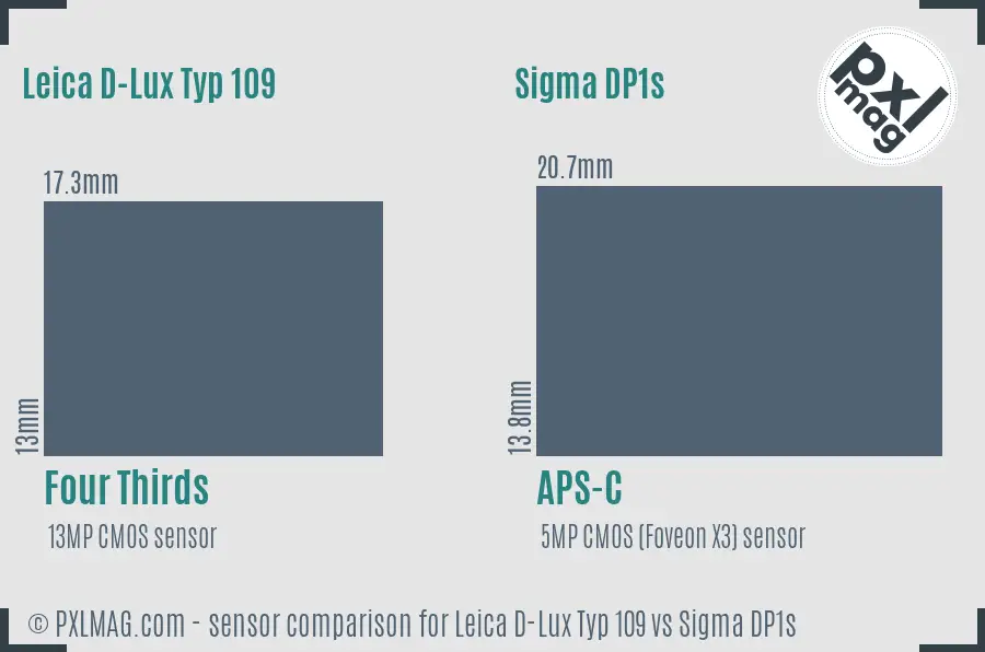 Leica D-Lux Typ 109 vs Sigma DP1s sensor size comparison