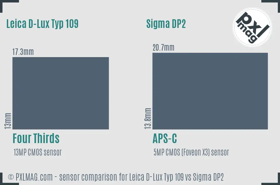 Leica D-Lux Typ 109 vs Sigma DP2 sensor size comparison