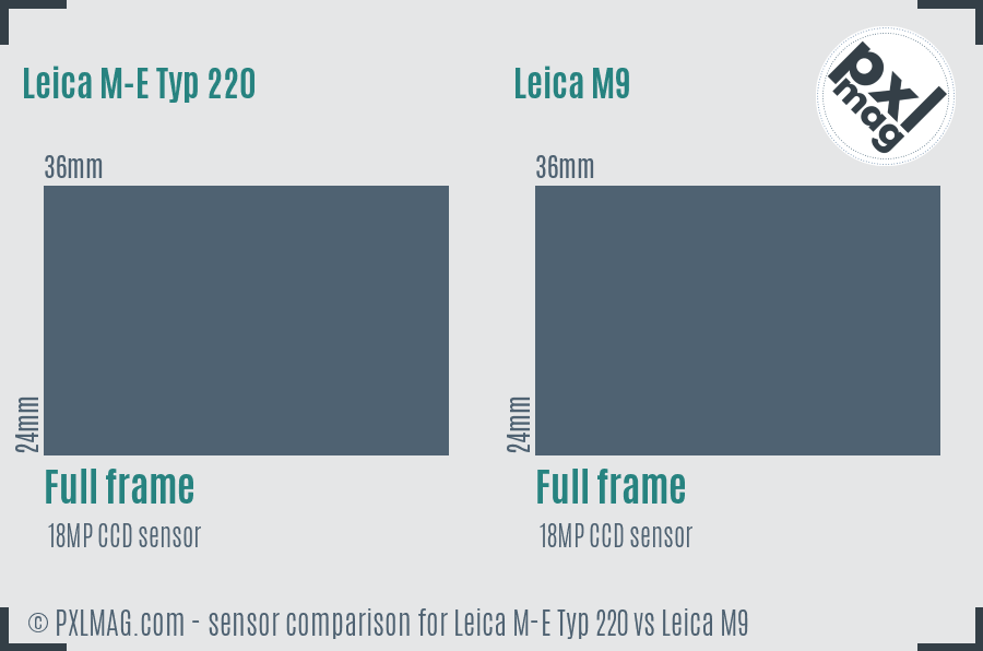 Leica M-E Typ 220 vs Leica M9 sensor size comparison