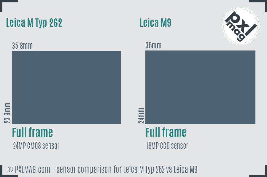 Leica M Typ 262 vs Leica M9 sensor size comparison