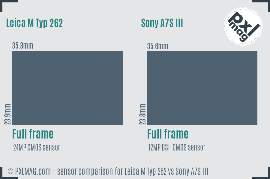 Leica M Typ 262 vs Sony A7S III sensor size comparison