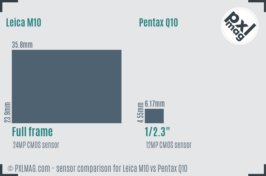 Leica M10 vs Pentax Q10 sensor size comparison Leica M10 vs Pentax Q10 sensor size comparison