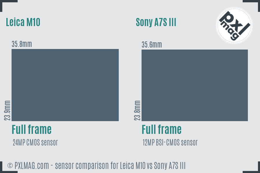 Leica M10 vs Sony A7S III sensor size comparison