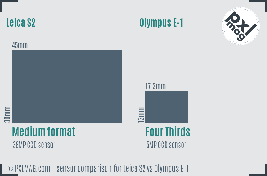 Leica S2 vs Olympus E-1 sensor size comparison