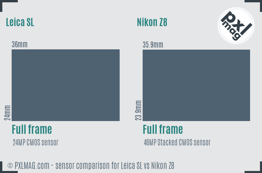 Leica SL vs Nikon Z8 sensor size comparison