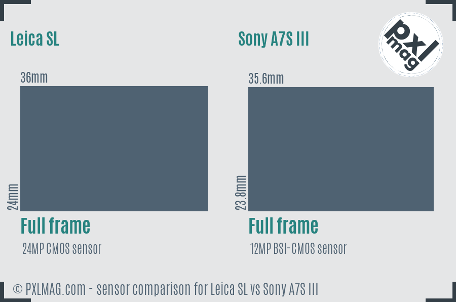 Leica SL vs Sony A7S III sensor size comparison