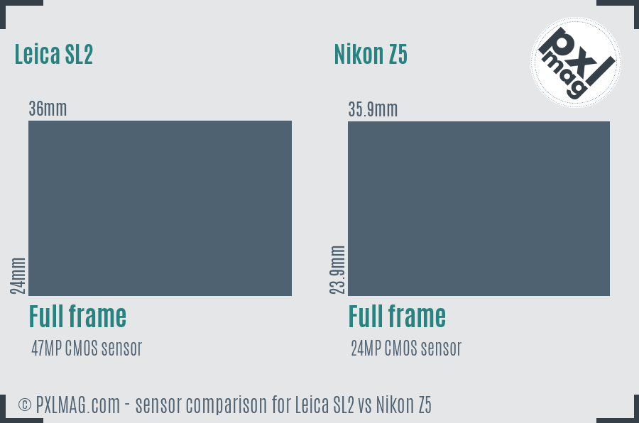 Leica SL2 vs Nikon Z5 sensor size comparison