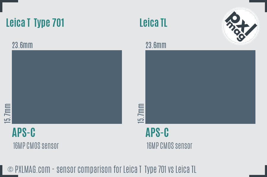 Leica T  Type 701 vs Leica TL sensor size comparison