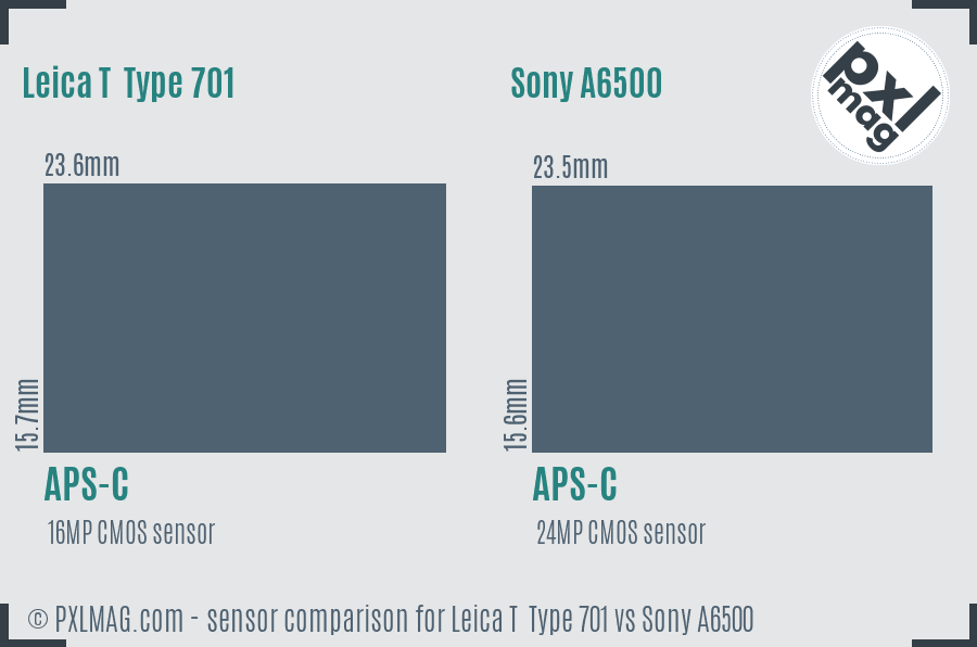Leica T Type 701 vs Sony A6500 sensor size comparison Leica T Type 701 vs Sony A6500 sensor size comparison