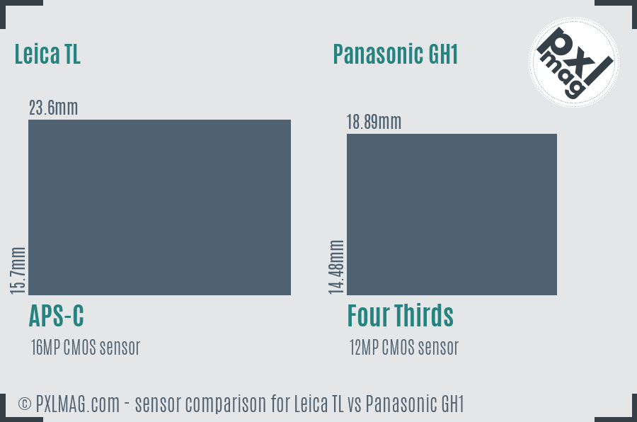 Leica TL vs Panasonic GH1 sensor size comparison