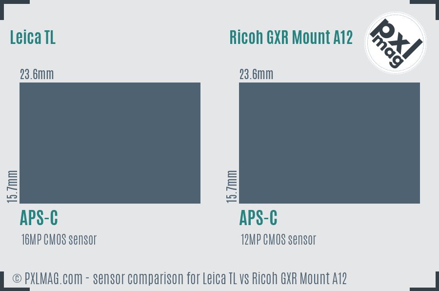 Leica TL vs Ricoh GXR Mount A12 sensor size comparison