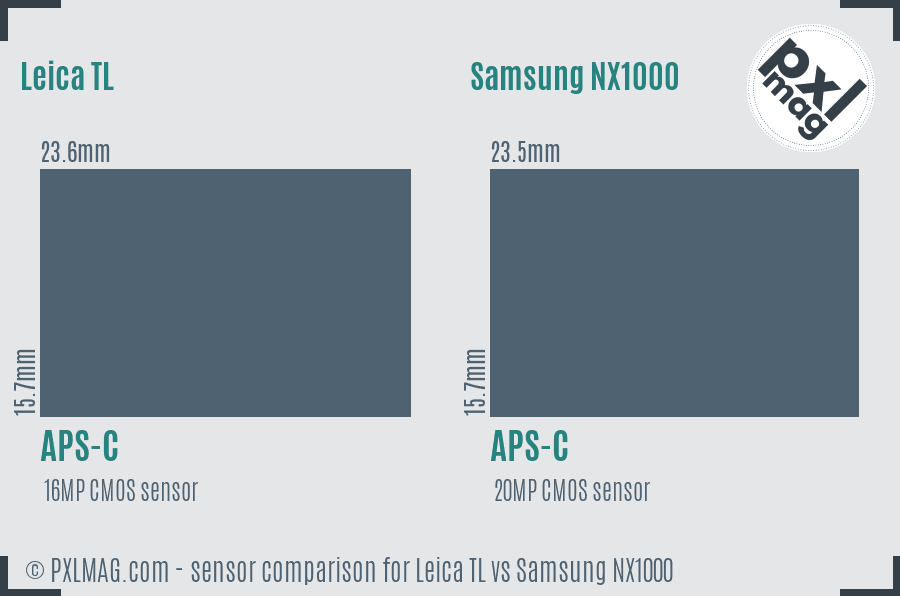 Leica TL vs Samsung NX1000 sensor size comparison