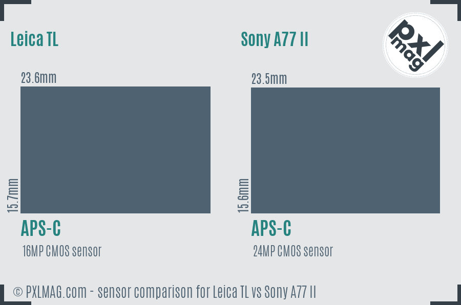 Leica TL vs Sony A77 II sensor size comparison
