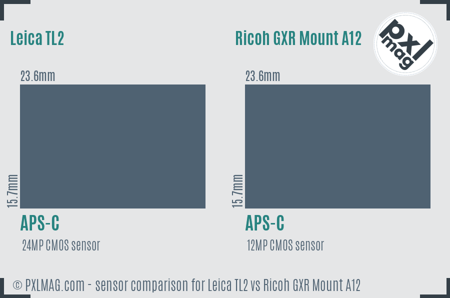 Leica TL2 vs Ricoh GXR Mount A12 sensor size comparison