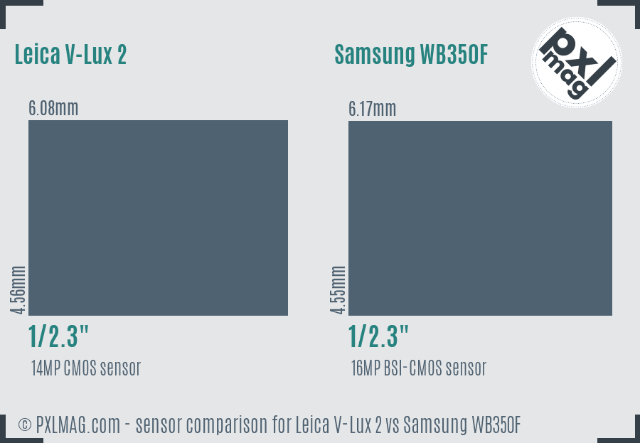 Leica V-Lux 2 vs Samsung WB350F sensor size comparison Leica V-Lux 2 vs Samsung WB350F sensor size comparison