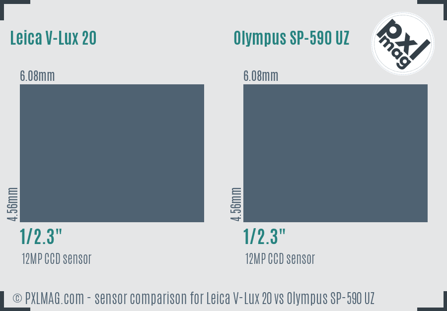 Leica V-Lux 20 vs Olympus SP-590 UZ sensor size comparison