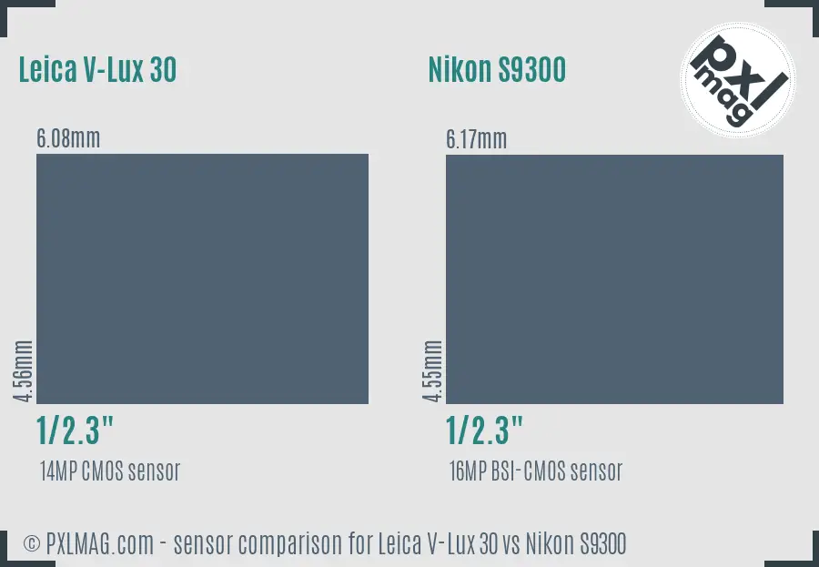 Leica V-Lux 30 vs Nikon S9300 sensor size comparison