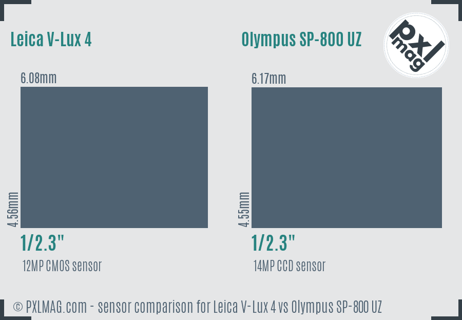 Leica V-Lux 4 vs Olympus SP-800 UZ sensor size comparison
