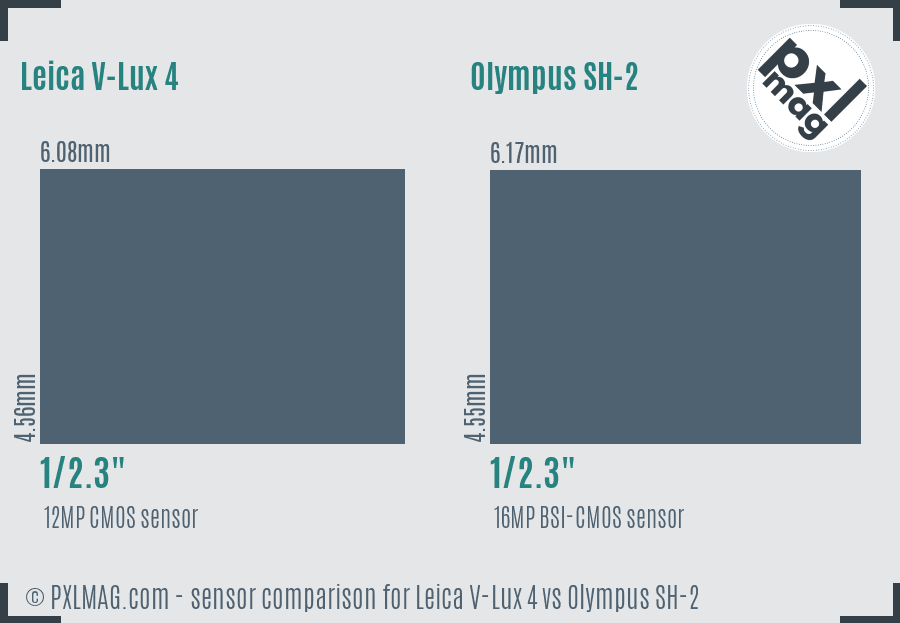 Leica V-Lux 4 vs Olympus SH-2 sensor size comparison
