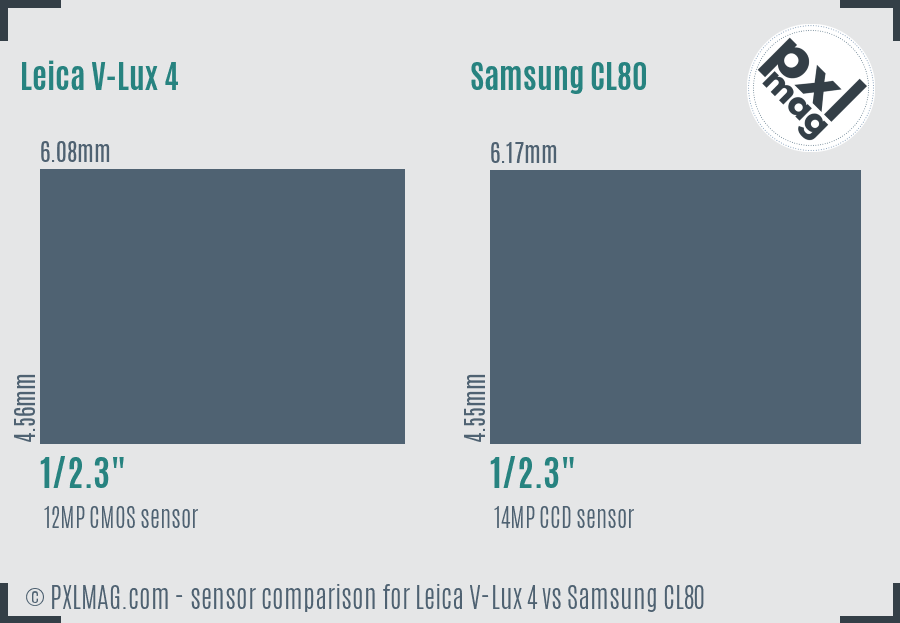 Leica V-Lux 4 vs Samsung CL80 sensor size comparison