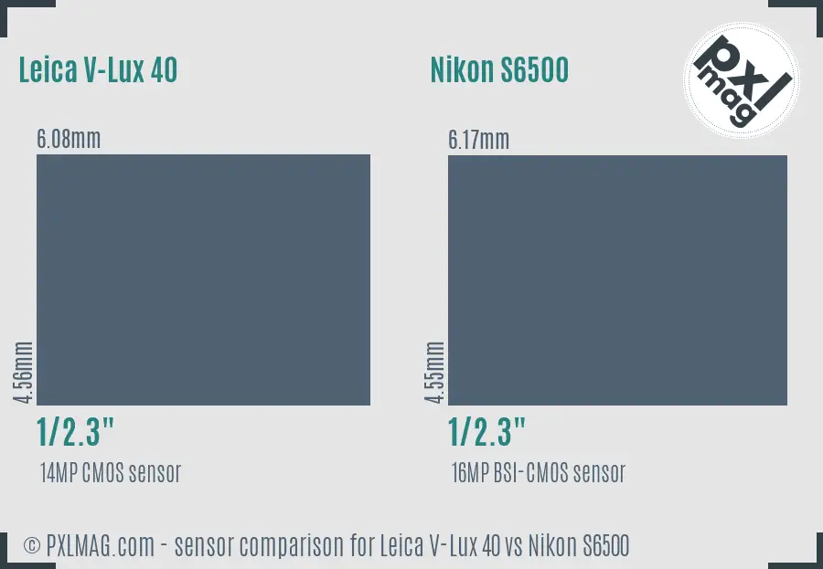 Leica V-Lux 40 vs Nikon S6500 sensor size comparison
