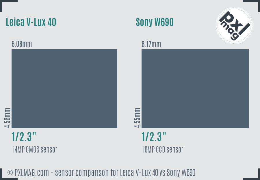 Leica V-Lux 40 vs Sony W690 sensor size comparison