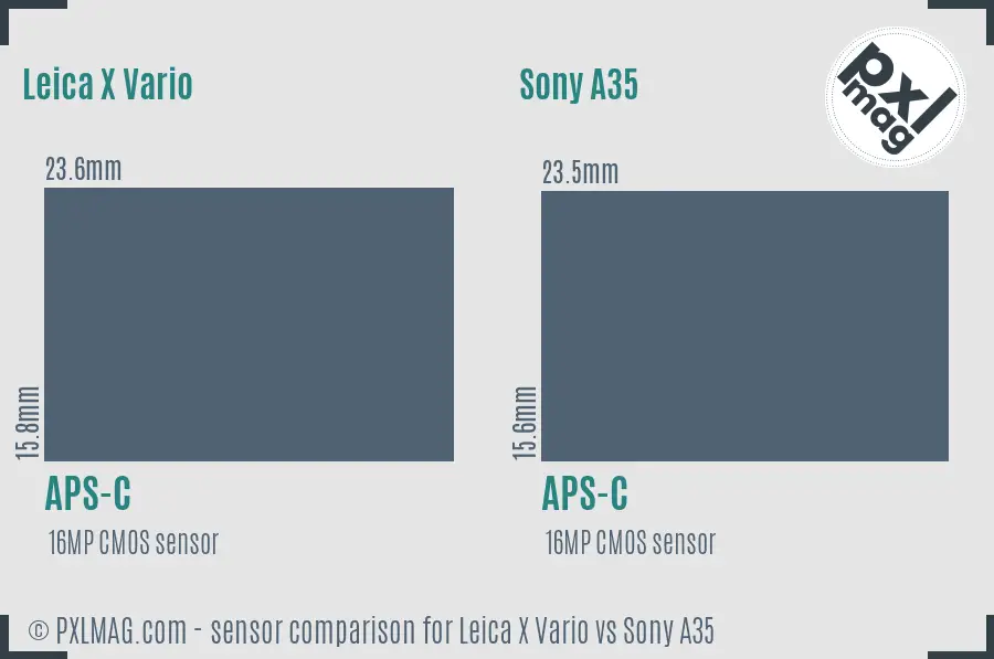 Leica X Vario vs Sony A35 sensor size comparison