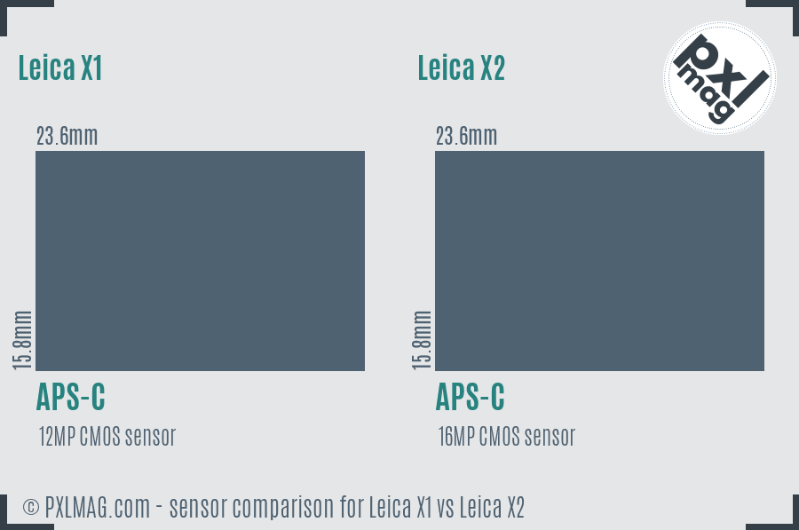 Leica X1 vs Leica X2 sensor size comparison