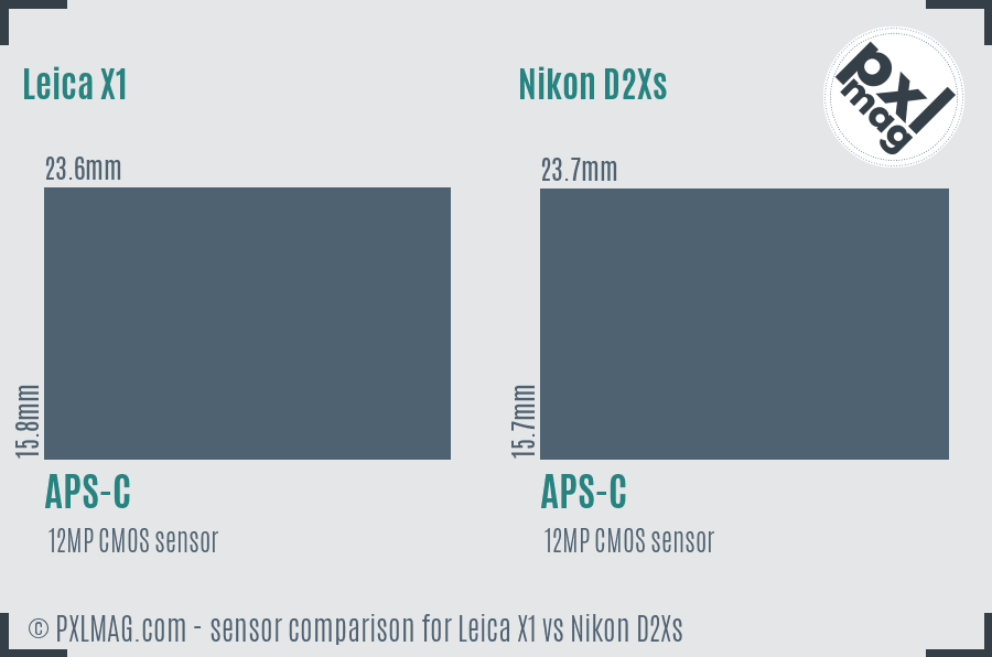 Leica X1 vs Nikon D2Xs sensor size comparison
