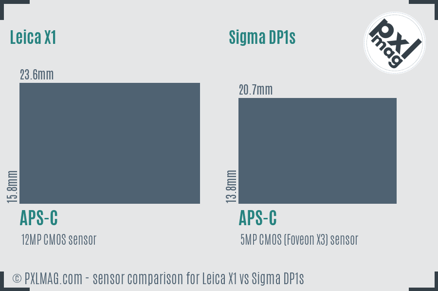 Leica X1 vs Sigma DP1s sensor size comparison