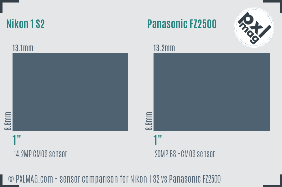 Nikon 1 S2 vs Panasonic FZ2500 sensor size comparison