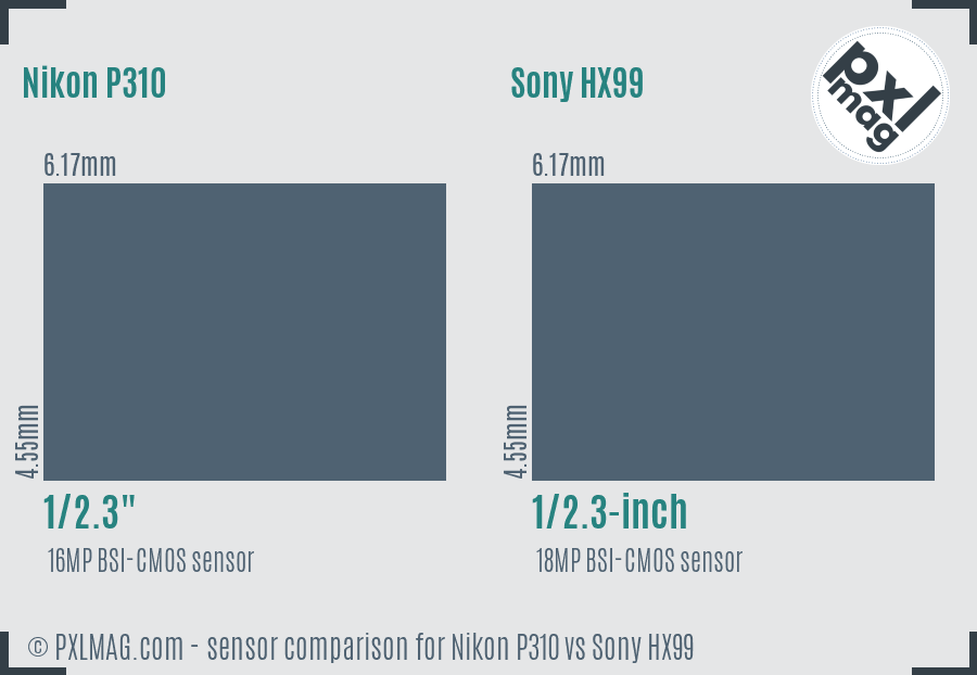 Nikon P310 vs Sony HX99 sensor size comparison Nikon P310 vs Sony HX99 sensor size comparison