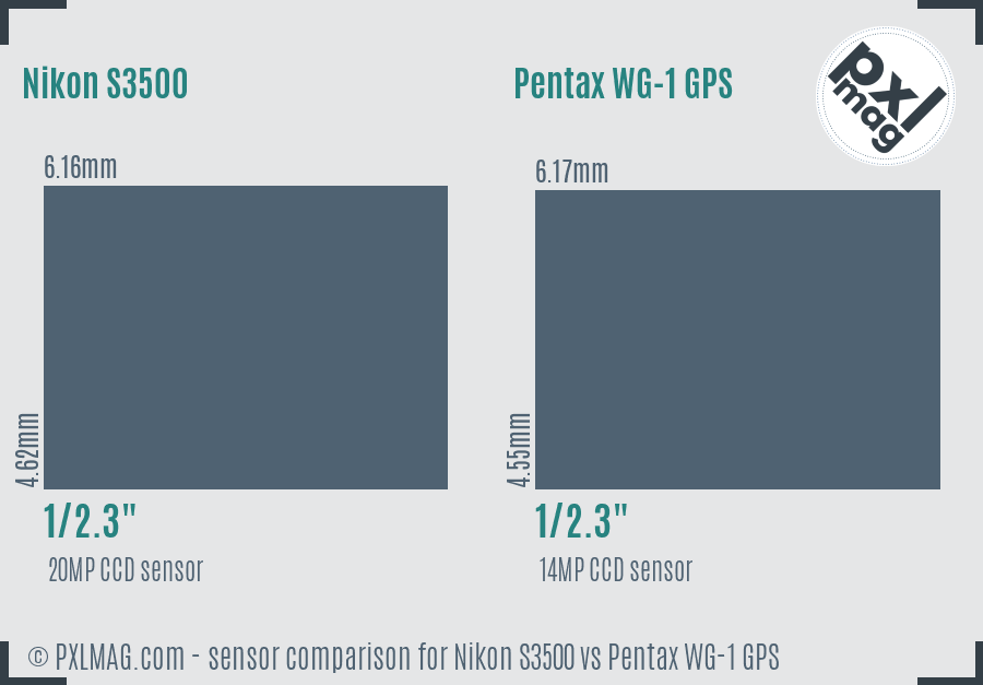Nikon S3500 vs Pentax WG-1 GPS sensor size comparison